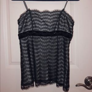 ANN TAYLOR: Black Lace Cami Top